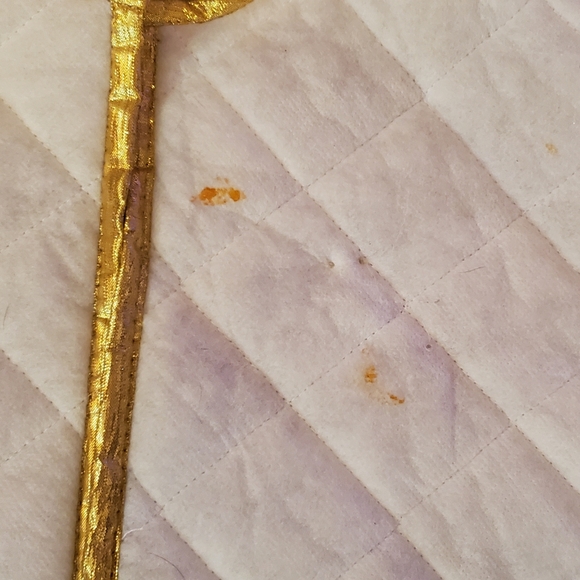 Christmas Tree Skirt Red Gold Metallic Shiny Beaded Scallop Edge 48" Elegant - Picture 5 of 8